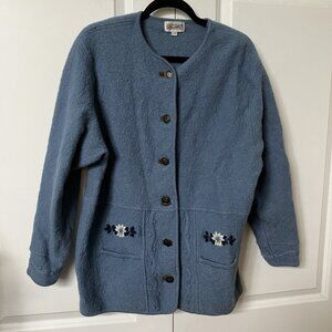 Vintage D'allairds Cardigan Womens XL Boiled Wool Knit Granny Cottagecore